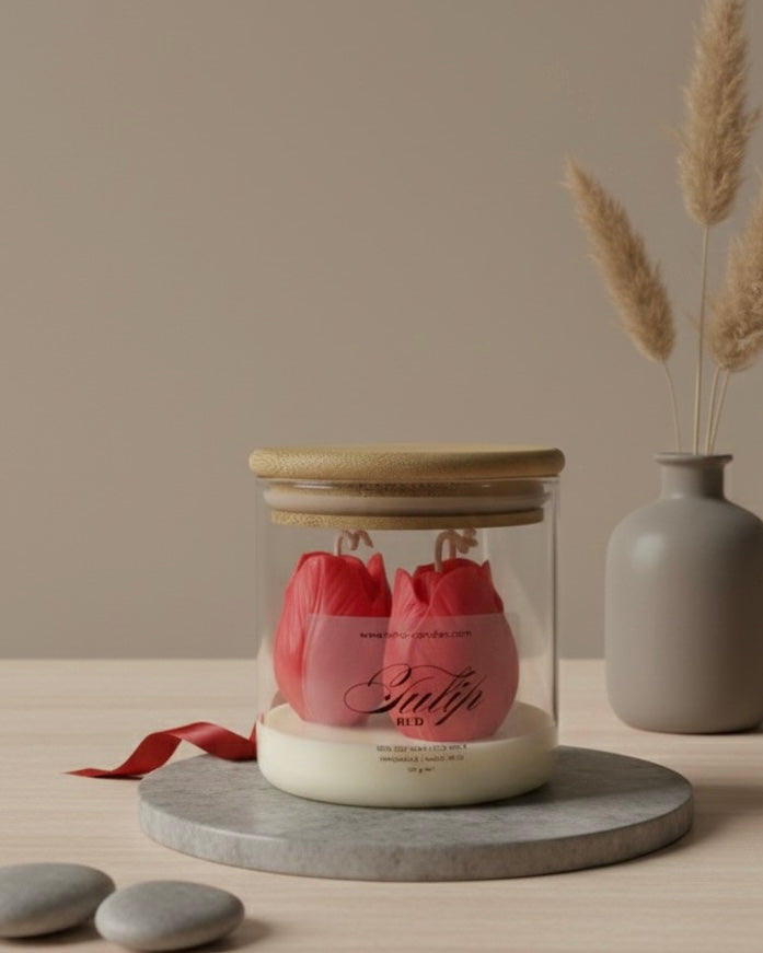 Лалета от соев восък в буркан с дървен капак