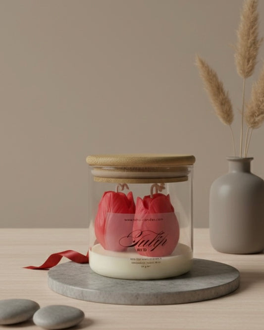 Лалета от соев восък в буркан с дървен капак