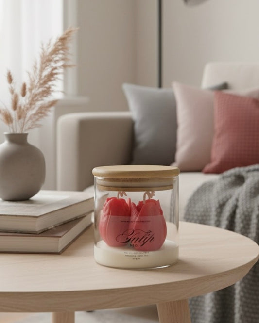 Лалета от соев восък в буркан с дървен капак