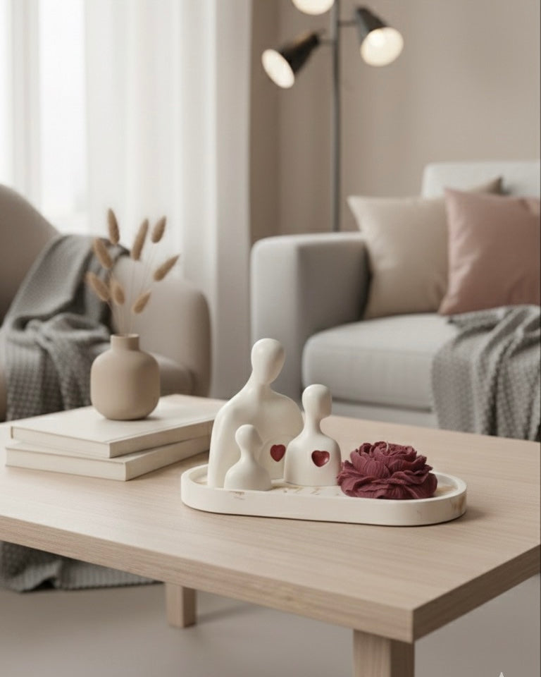 Керамичен декор "Семейство" с божур от соев восък